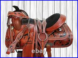 Rodeo Western Horse Saddle Barrel Racing Pleasure Tooled Used Leather 15 16 17