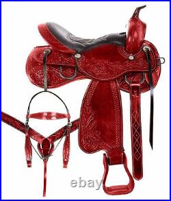 Rodeo Western Ranch Saddle Roping Horse Pleasure Tooled Leather Tack 15 16 17
