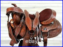 Rodeo Western Saddle 15 16 17 18 Barrel Racing Horse Pleasure Leather Tack Set