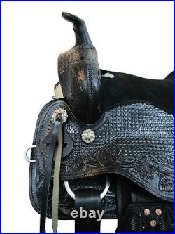 Rodeo Western Saddle 15 16 17 18 Barrel Racing Pleasure Black Used Leather Tack
