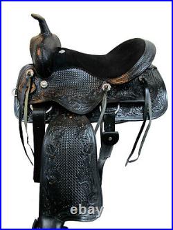 Rodeo Western Saddle 15 16 17 18 Barrel Racing Pleasure Black Used Leather Tack