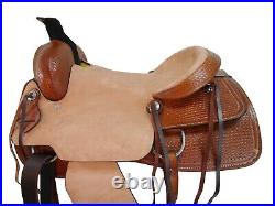 Rodeo Western Saddle 16 17 Horse Ranch Roping Roper Tooled Leather Tack Set