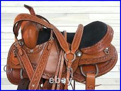 Rodeo Western Saddle Barrel Racing Pleasure Trail Leather Horse Tack 15 16 17 18