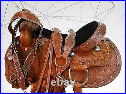 Rodeo Western Saddle Barrel Racing Pleasure Trail Tooled Leather Set 15 16 17 18