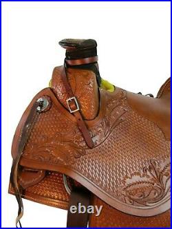 Rodeo Western Saddle Roing Ranch 15 16 17 18 Basket Floral Tooled Leather Tack