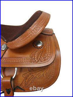 Rodeo Western Saddle Used Barrel Racing Horse Tooled Leather Tack 15 16 17 18