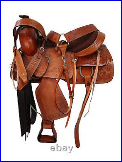 Roper Roping Saddle Deep Seat Pleasure Tooled Leather Used Horse Set 15 16 17 18