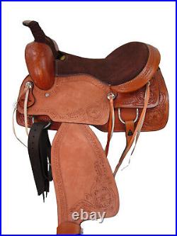 Roper Roping Saddle Deep Seat Pleasure Tooled Leather Used Horse Set 15 16 17 18