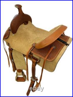 Roper Saddle Roughout Hard Seat Basketweave Tooling Full QH Bars 16 NEW
