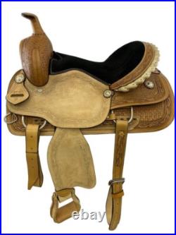 Roper Style Saddle Basket Floral Tooling Silver Laced Cantle Full QH Bar 16 NEW