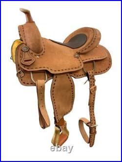 Roper Style Saddle Rough Out with Leather Inlay Seat Lacing Full QH Bars 16 NEW