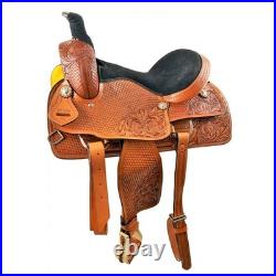 Roper Style Western Saddle with Floral and Basket Tooling Full QH Bars 16 NEW