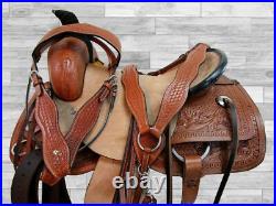 Roping Cowgirl Saddle Ranch Tooled Leather Western Horse Tack Set 15 16 17 18