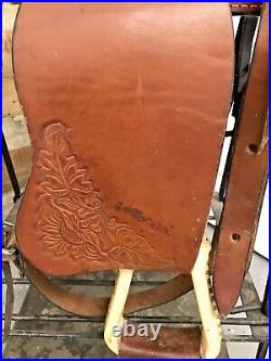 Roping Ranch Horse Saddle 14.5 Inch Seat Two Tone Brown Leather 6.5 In. Gullet
