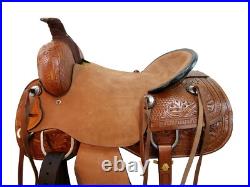 Roping Ranch Horse Saddle Wade Tree 15 16 17 18 Floral Tooled Leather Horse Tack