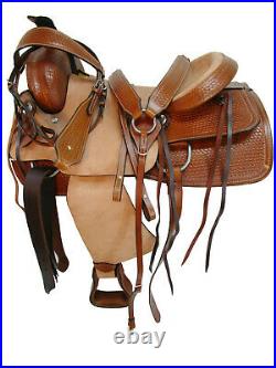 Roping Ranch Pro Western 16 17 Horse Saddle Tooled Leather Pleasure Tack Set