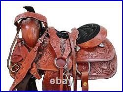 Roping Saddle Pro Western Horse Pleasure Tooled Leather Ranch Tack 15 16 17 18