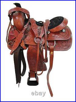 Roping Saddle Pro Western Horse Pleasure Tooled Leather Ranch Tack 15 16 17 18