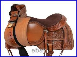 Roping Saddle Western Horse Hand Made Leather Basket Tooled Tack Set 15 16 17 18