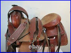 Roping Saddle Western Horse Ranch Pleasure Tooled Used Leather Tack Set 17 16