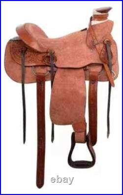 Rough Out A Fork Wade Tree Roping Ranch Natural Leather Horse Tack Saddle 15