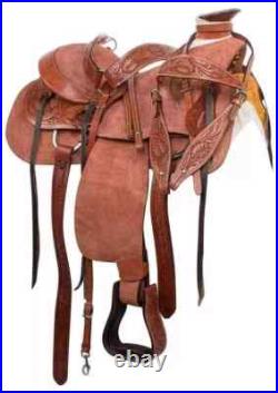 Rough Out A Fork Wade Tree Roping Ranch Natural Leather Horse Tack Saddle 15