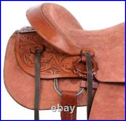Rough Out A Fork Wade Tree Roping Ranch Natural Leather Horse Tack Saddle 15