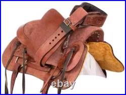 Rough Out A Fork Wade Tree Roping Ranch Natural Leather Horse Tack Saddle 15