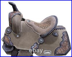 Rough Out Barrel Saddle with Cheetah Printed Inlay 12 NEW