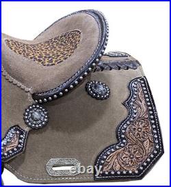 Rough Out Barrel Saddle with Cheetah Printed Inlay 12 NEW