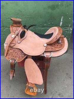 Rough Out Western Leather A Fork Wade Tree Roping Ranch Horse Saddle Tack Concho
