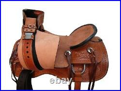 Roughout Basket Weave Floral Heavy Roping Leather Horse Saddle Western Hard Seat