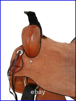 Roughout Basket Weave Floral Heavy Roping Leather Horse Saddle Western Hard Seat