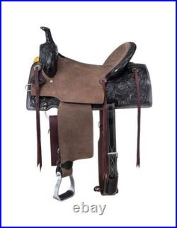 Royal King Western Saddle Clifton Barrel Floral 14 Dark Oil RK21