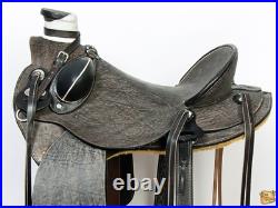 Rustic Black 16 In HILASON Western Horse Wade Saddle American Leather Ranch