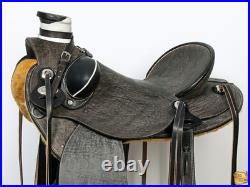 Rustic Black 16 In HILASON Western Horse Wade Saddle American Leather Ranch