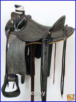 Rustic Black 16 In HILASON Western Horse Wade Saddle American Leather Ranch