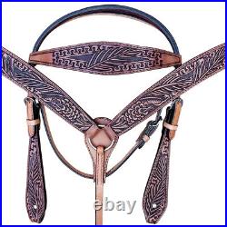 -SET Western American Leather Hand Tooled Horse Tack Set Comfytack Tan