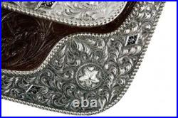 SHOW SADDLE 16Fully Tooled Dark Oil Leather Engraved Silver & Texas Star FQHB