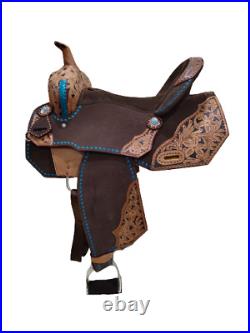 SR Leather Western Barrel Horse Racing Saddle seat size 17 inch ROUGH OUT