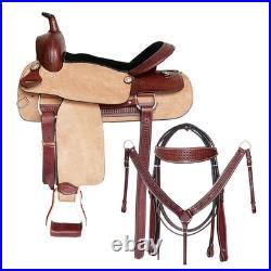 SS Comfytack Western Saddle Leather Trail Tack Hand Tooled Brown/Tan