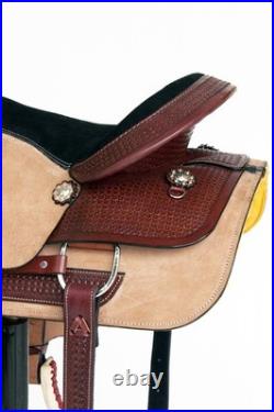 SS Comfytack Western Saddle Leather Trail Tack Hand Tooled Brown/Tan