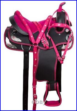 SYNTHETIC PINK WESTERN PLEASURE TRAIL HORSE SADDLE TACK 14 15 16 in