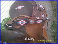 Saddle By Double T 13 1/2-14 Seat comes with Headstall & Breast Collar