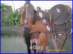 Saddle By Double T 13 1/2-14 Seat comes with Headstall & Breast Collar