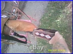 Saddle By Double T 13 1/2-14 Seat comes with Headstall & Breast Collar