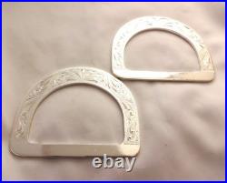 Saddle Dees Pair 3 Flat Engraved Silver Plate Hansen Western Gear Horse Cinch