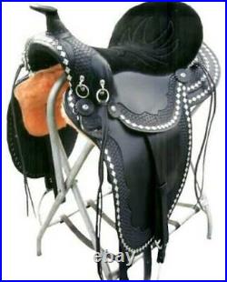 Saddle Handmade Black Ranch Roper Leather Barrel Saddle With Free Matching Set