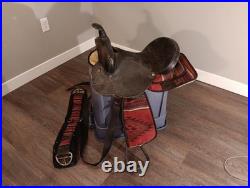 Saddle King Cordura Western Horse Saddle 16 Red Aztec Design. RARE VTG. SADDLE