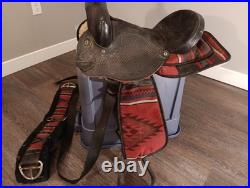 Saddle King Cordura Western Horse Saddle 16 Red Aztec Design. RARE VTG. SADDLE